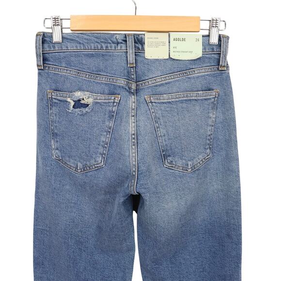 NWT Agolde Kye Mid-Rise Stretch Straight Crop In Notion Medium Wash Size 24 - Picture 6 of 10